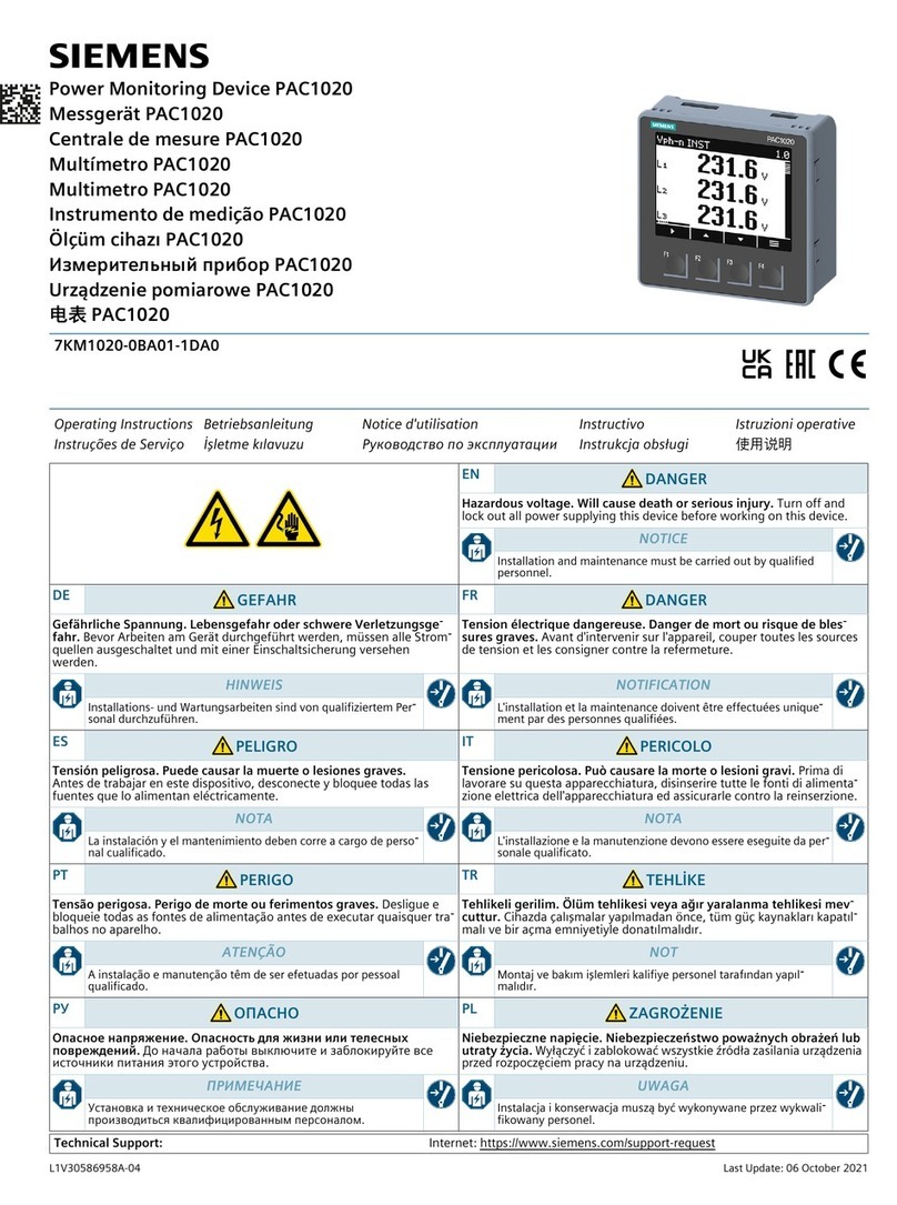 Siemens SENTRON PAC1020 User manual