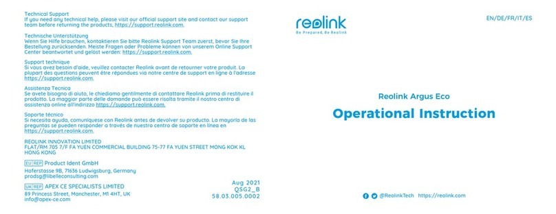 Reolink Argus Eco Operational Instruction