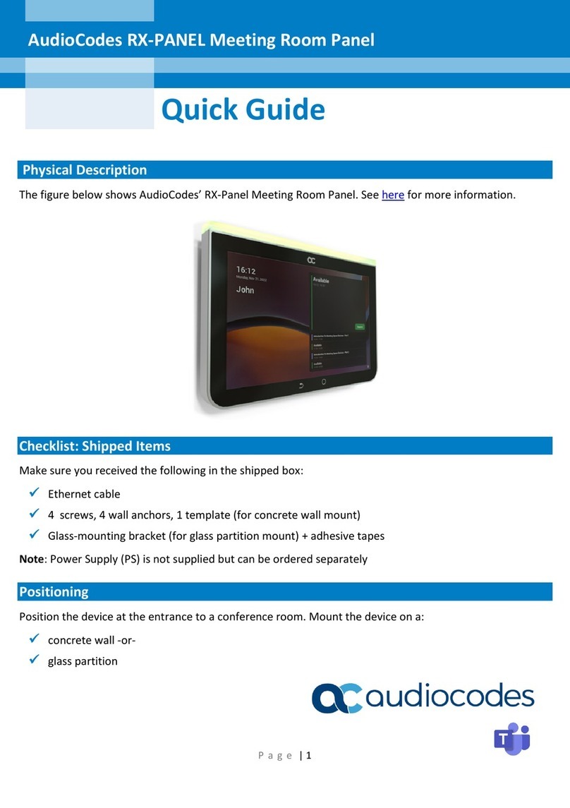 AudioCodes RX-PANEL quick guide