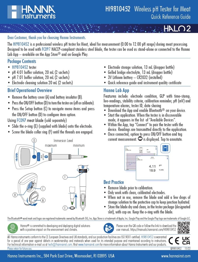 Hanna Instruments HALO2 HI9810452 Quick reference guide