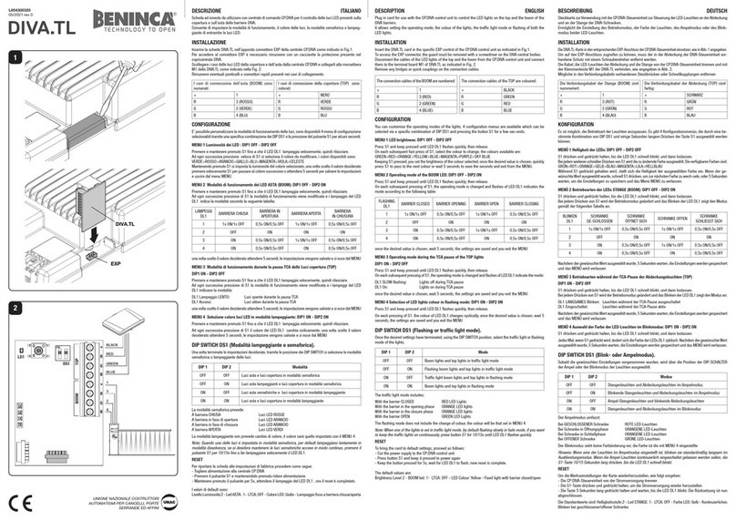Beninca DIVA.TL quick start guide Beninca DIVA.TL quick start guide