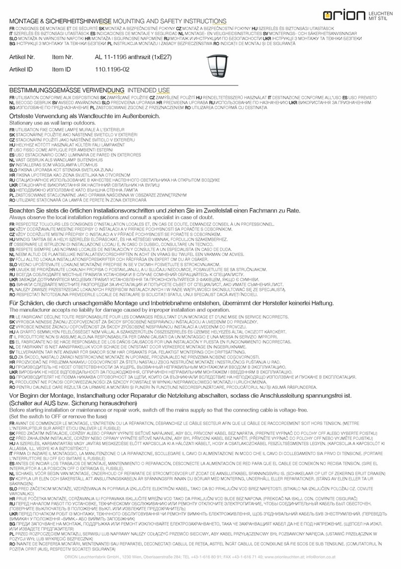 Orion AL 11-1196 Mounting and safety instructions