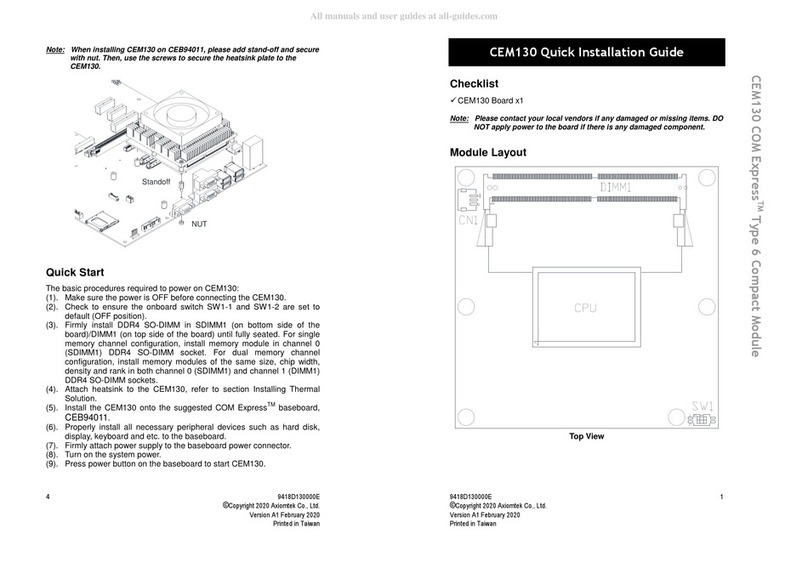 AXIOMTEK CEM130 Quick installation guide