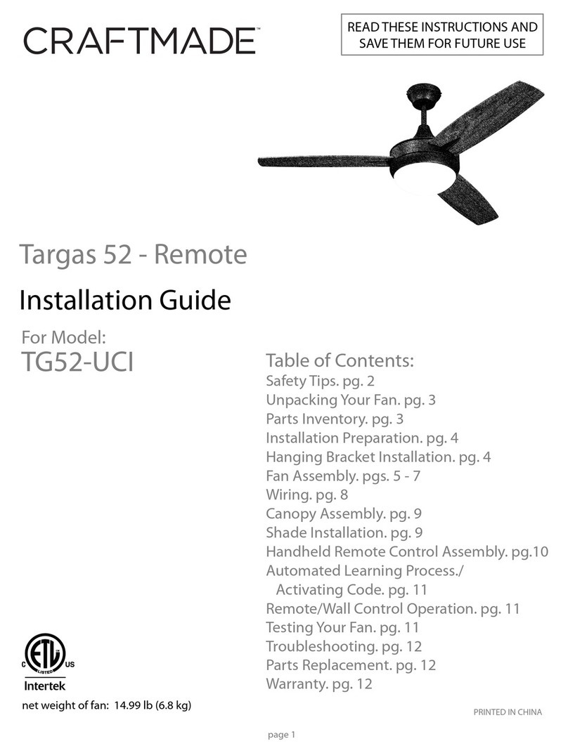 Craftmade Targas 52 User manual