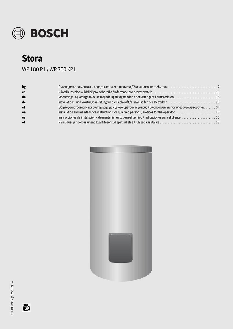 Bosch Stora WP 180 P1 Installation and maintenance instructions Bosch Stora WP 180 P1 Installation and maintenance instructions