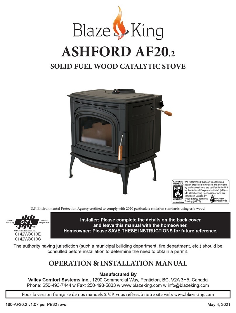 Blaze King ASHFORD AF20.2 Operation & installation manual