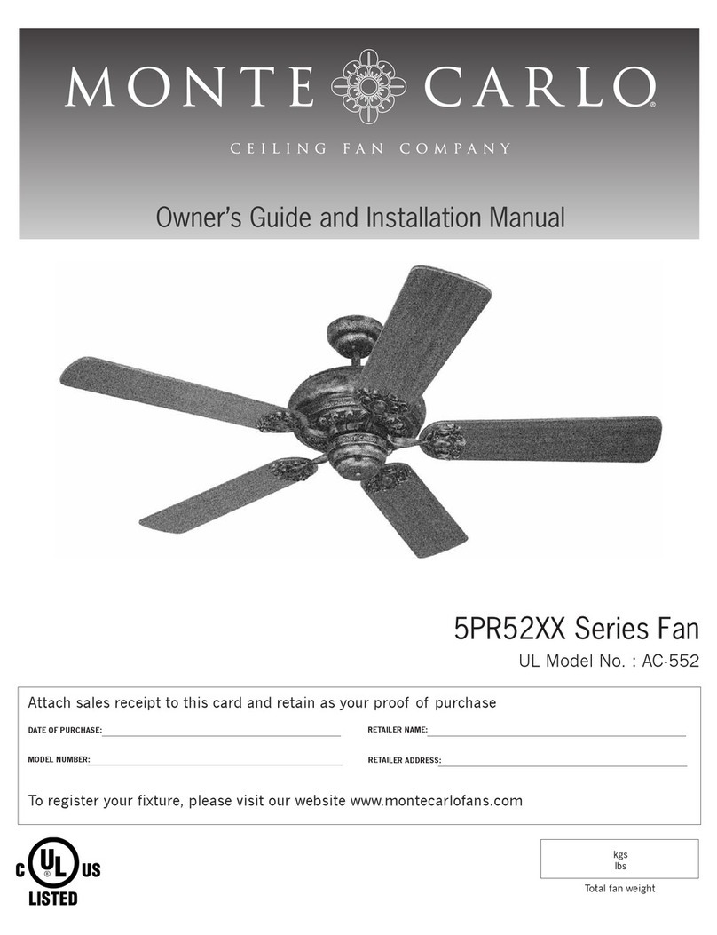 Monte Carlo Fan Company AC-552 Owner's guide and installation manual Monte Carlo Fan Company AC-552 Owner's guide and installation manual