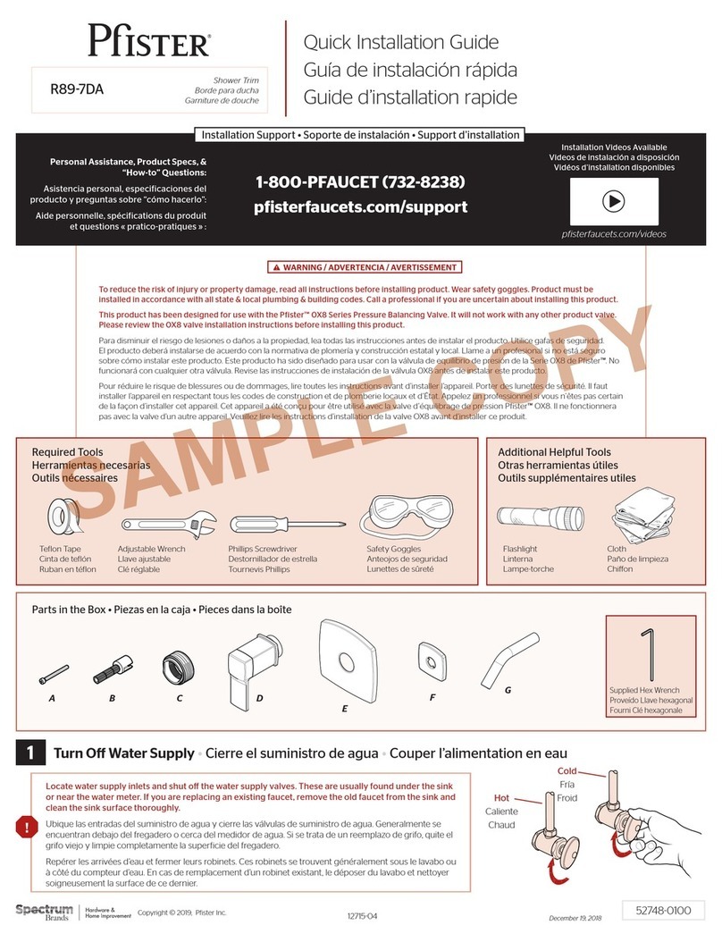 Pfister Deckard R89-7DA Quick installation guide