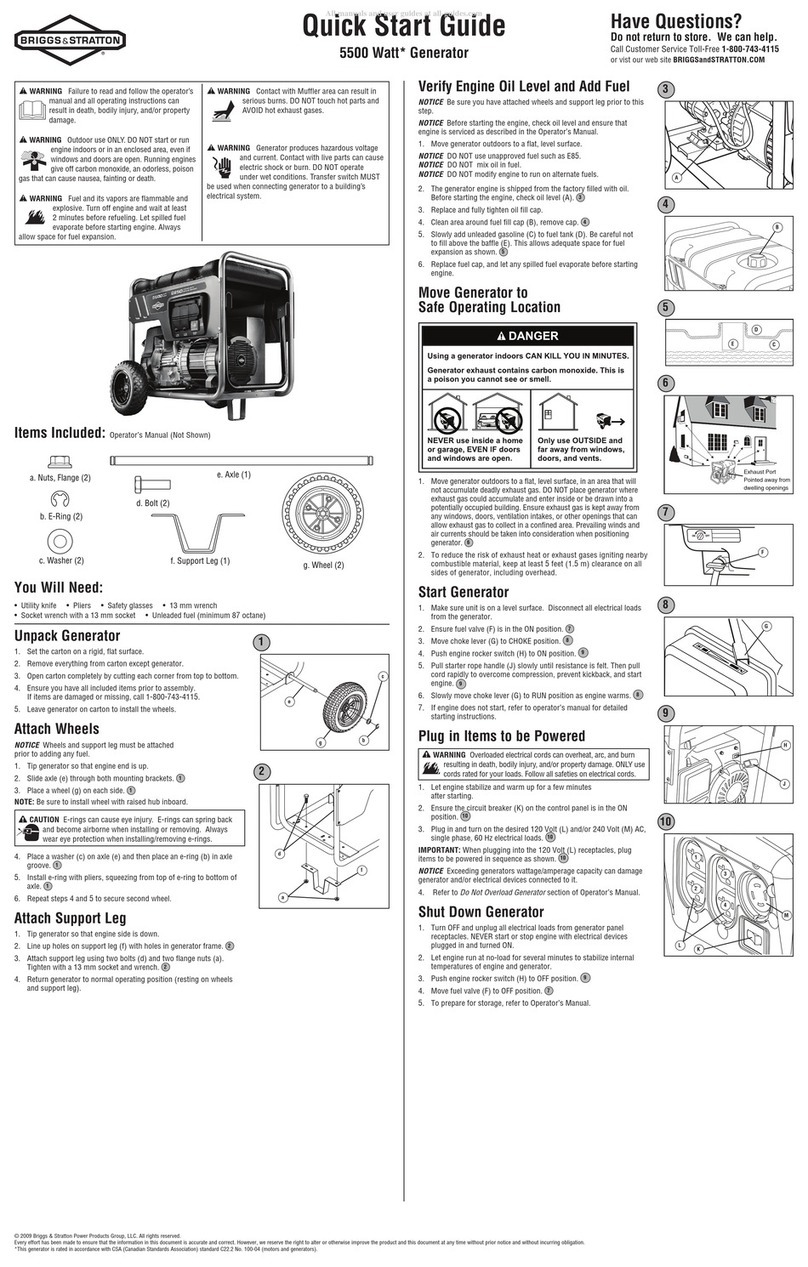 Briggs & Stratton 8250 User manual