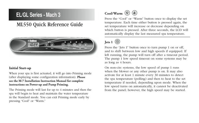 Balboa Instruments Mach 3 GL Series Quick reference guide