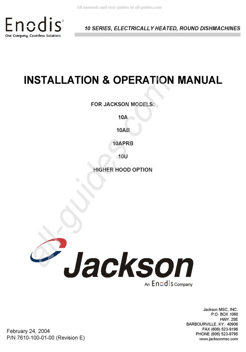 Enodis Jackson 10 Series Installation & operation manual
