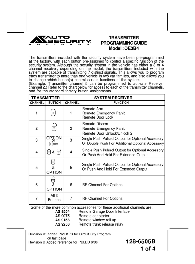 Audiovox AUTO SECURITY Prestige OE3B4 Operating instructions Audiovox AUTO SECURITY Prestige OE3B4 Operating instructions