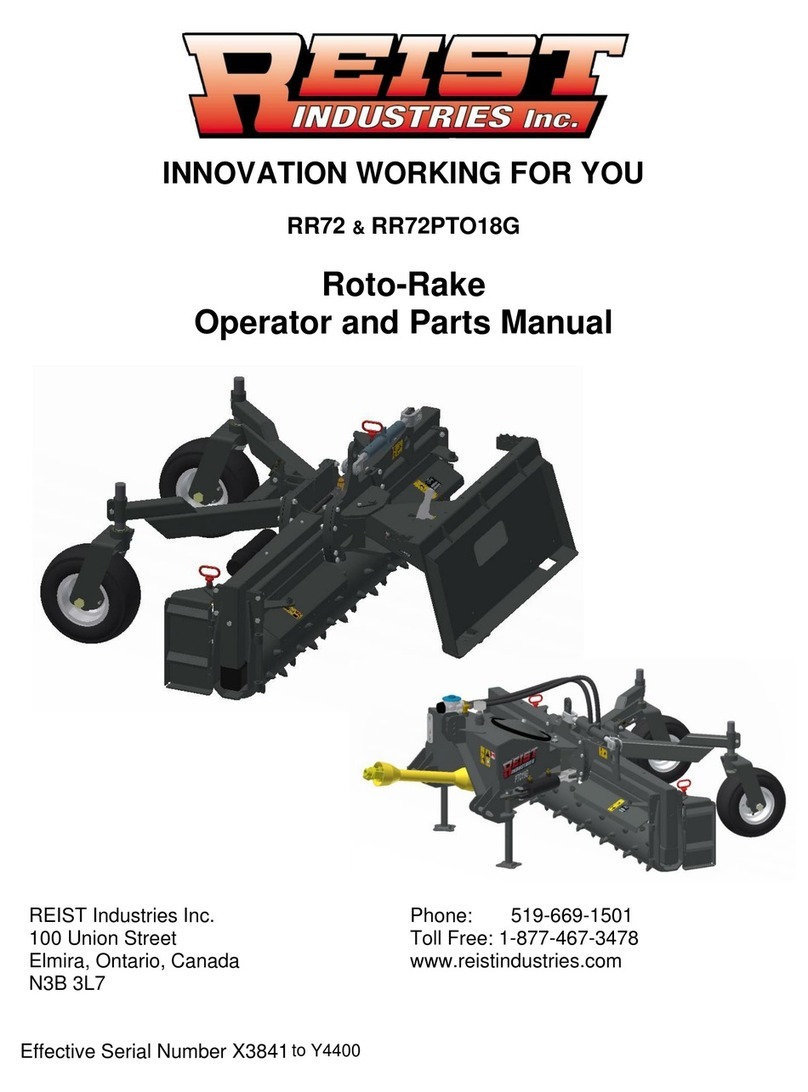REIST INDUSTRIES RR72 Operator and parts manual