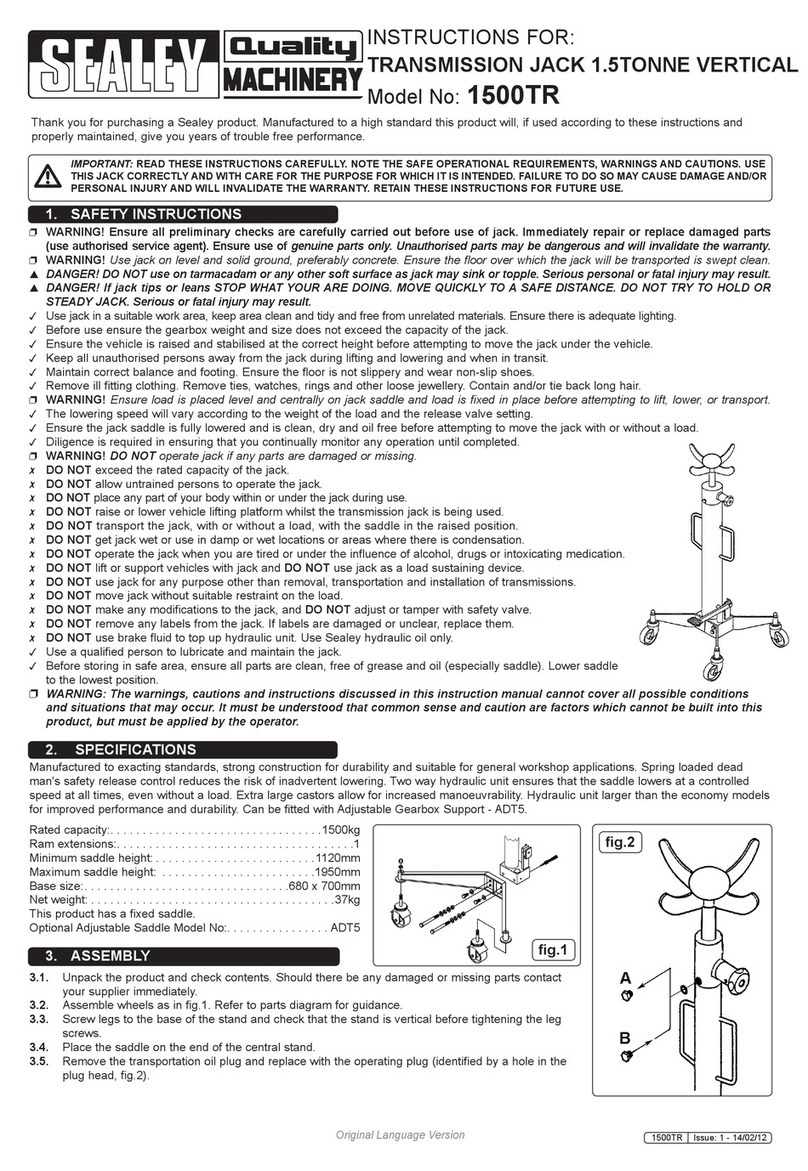 Sealey Quality Machinery 1500TR User manual