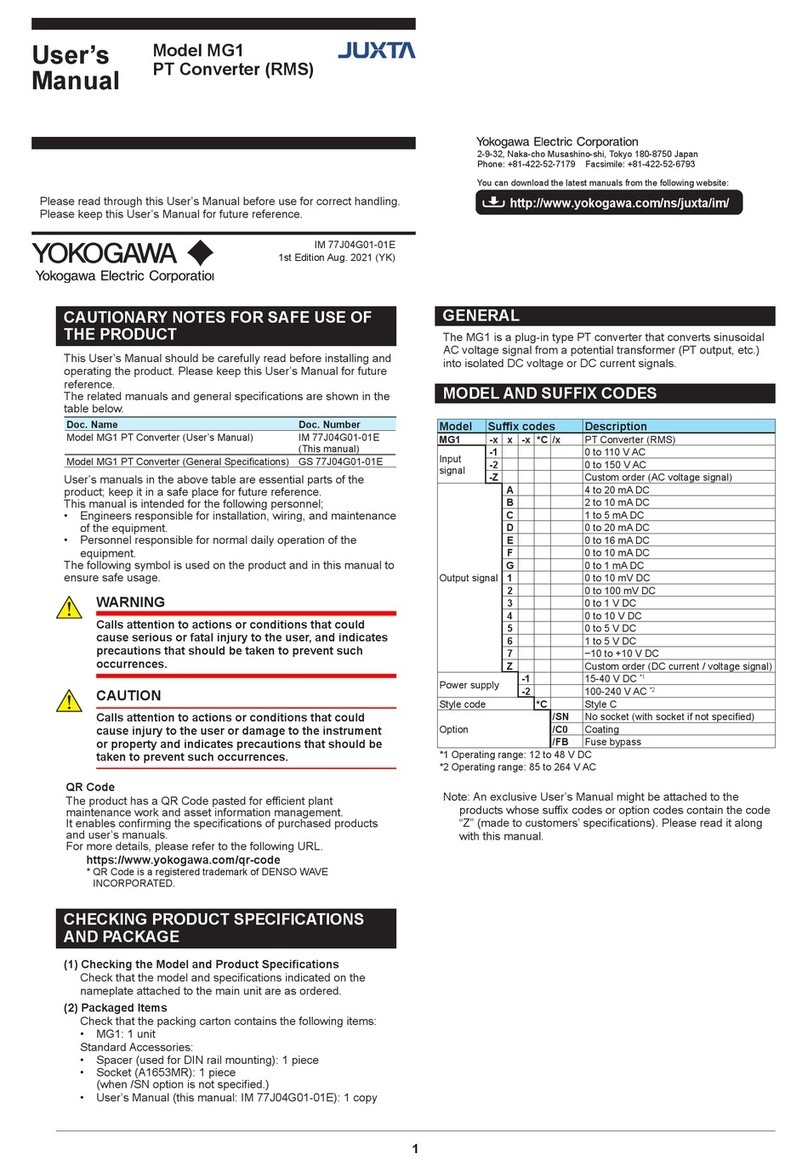 YOKOGAWA JUXTA MG1 PT User manual YOKOGAWA JUXTA MG1 PT User manual