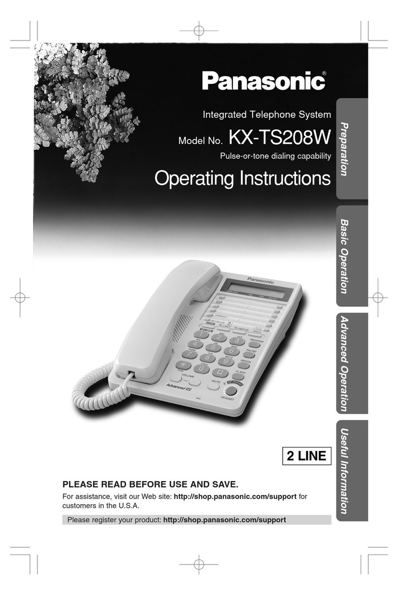 Panasonic KX TS208W User manual Panasonic KX TS208W User manual