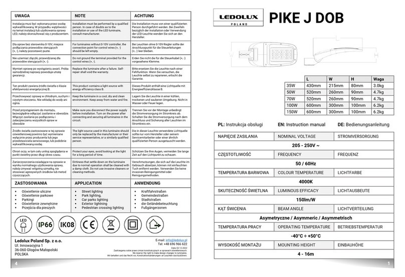LEDOLUX PIKE J DOB User manual