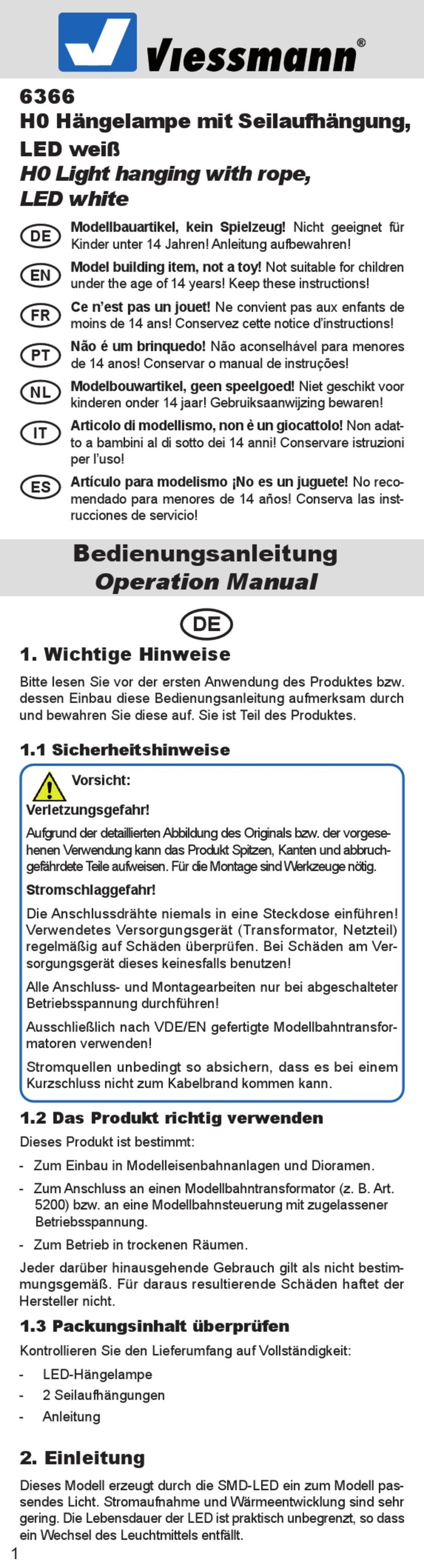 Viessmann 6366 Operation manual