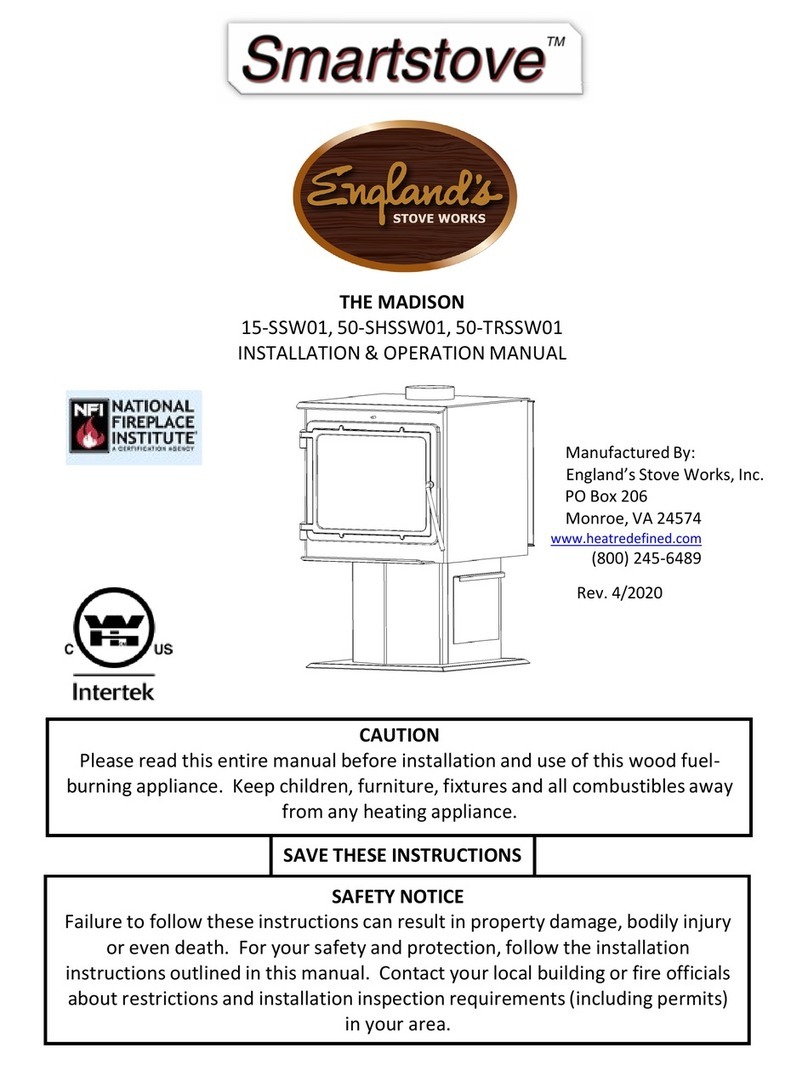 England's Stove Works THE MADISON 50-SHSSW01 Installation & operation manual