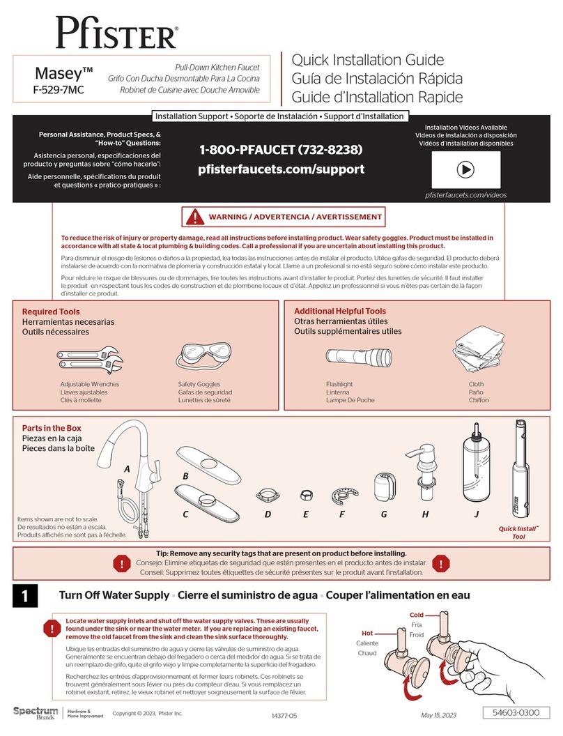 Spectrum Brands Pfister Masey F-529-7MC Quick installation guide Spectrum Brands Pfister Masey F-529-7MC Quick installation guide