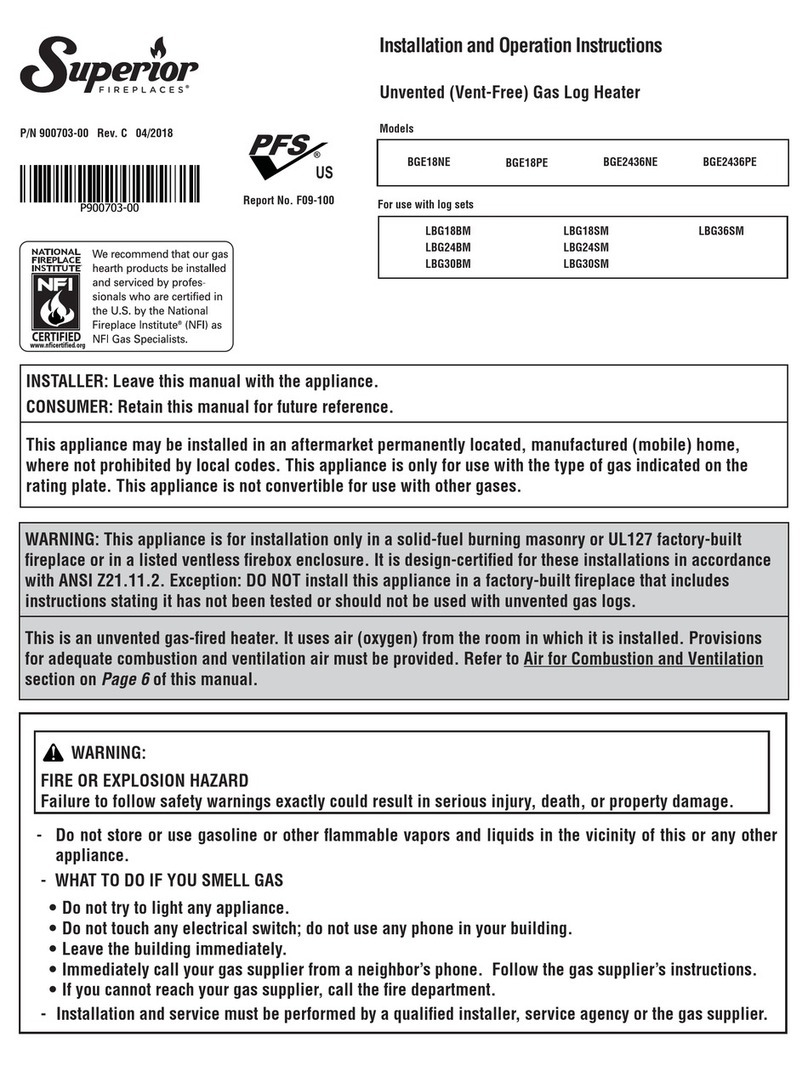 Superior Fireplaces BGE18NE Owner's manual