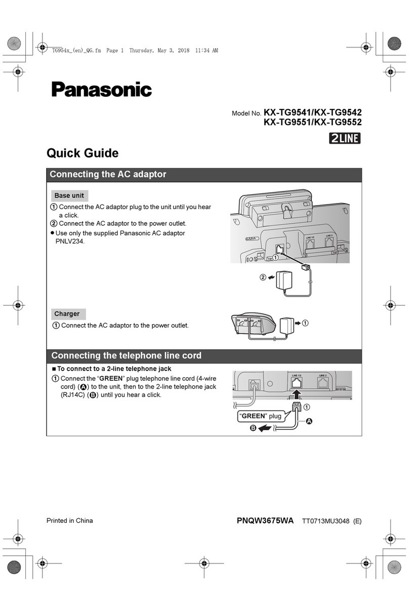 Panasonic 2-LINE KX-TG9552 quick guide