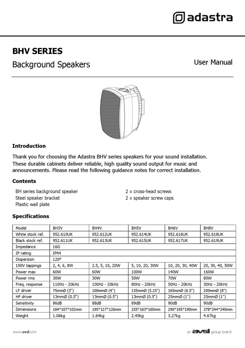 Avsl adastra BHV Series User manual