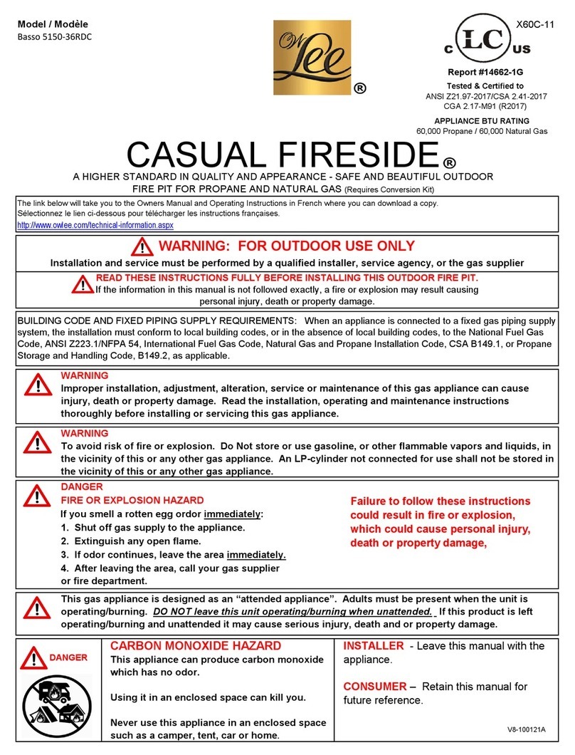 OW Lee CASUAL FIRESIDE Basso 5150-36RDC User manual
