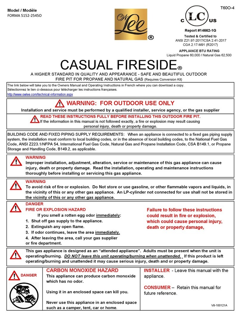 OW Lee CASUAL FIRESIDE FORMA 5152-2545O User manual