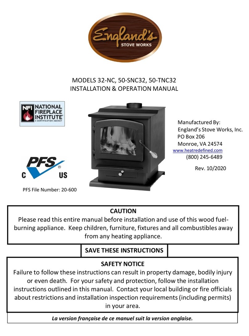 England's Stove Works 50-SNC32 Installation & operation manual