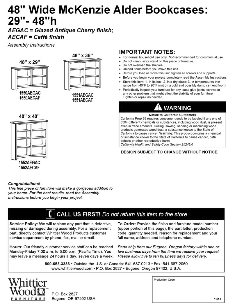 Whittier Wood Furniture AEGAC Assembly instructions