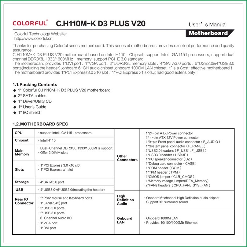 Colorful C.H110M-K D3 PLUS V20 user manual