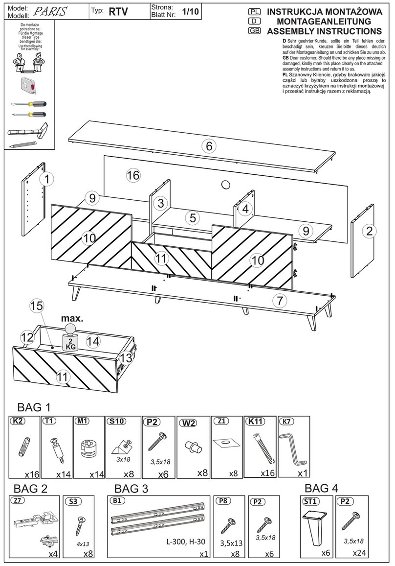 Meble Furniture PARIS Assembly instructions