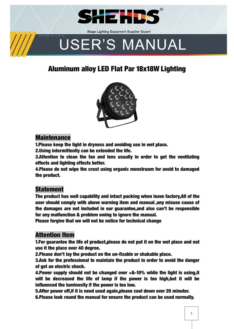 Shehds Aluminum alloy LED Flat Par 18x18W Lighting user manual