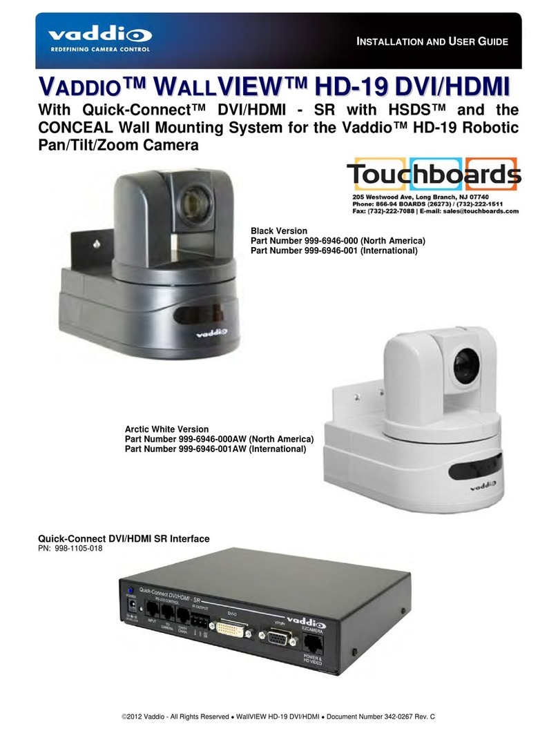 VADDIO WALLVIEW HD-19 User manual