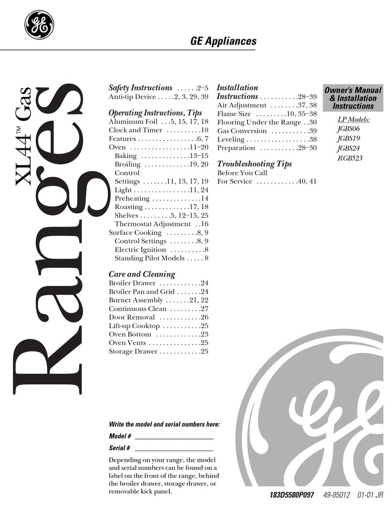 GE XL44 JGBS06 Safety guide