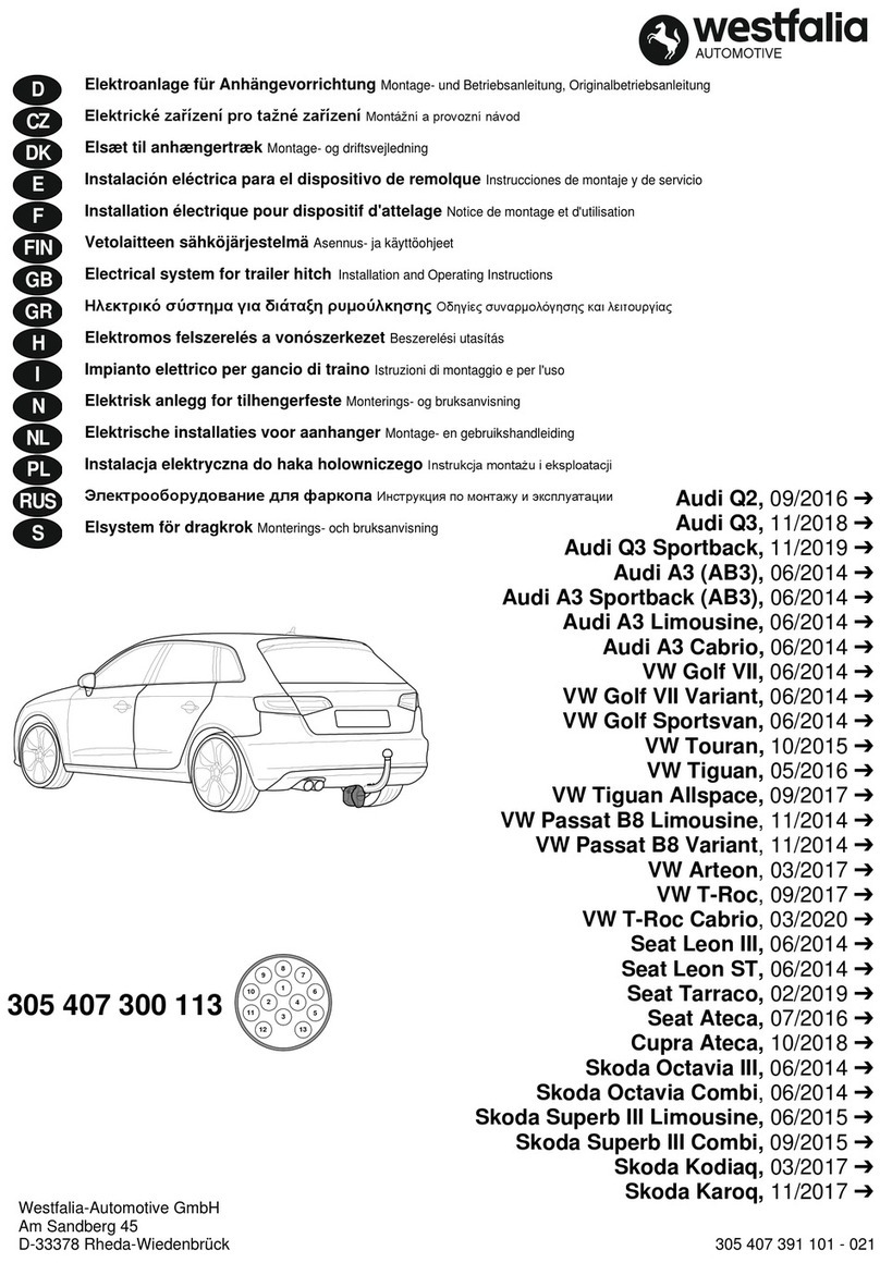 Westfalia 305 407 300 107 Installation and operating instructions