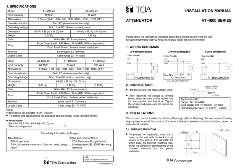 Toa AT-4060 AS installation manual