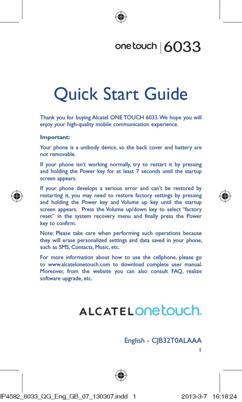 Alcatel One Touch 6033 quick start guide