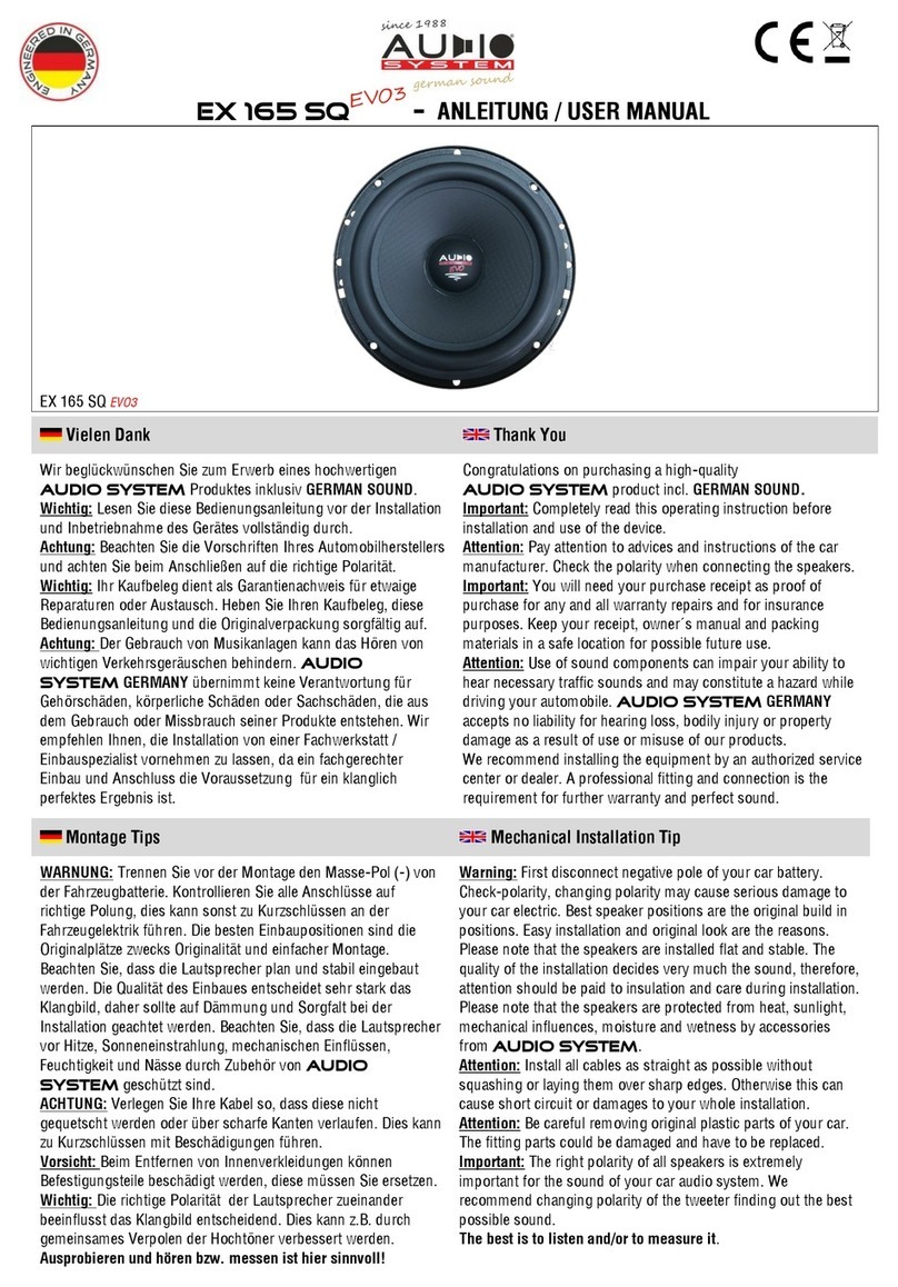 Audiosystem EX 165 SQ EVO3 User manual
