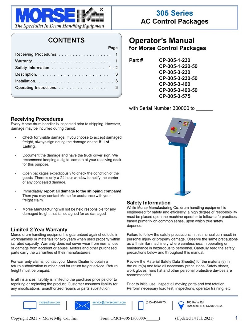 morse CP-305-1-220-50 quick start guide