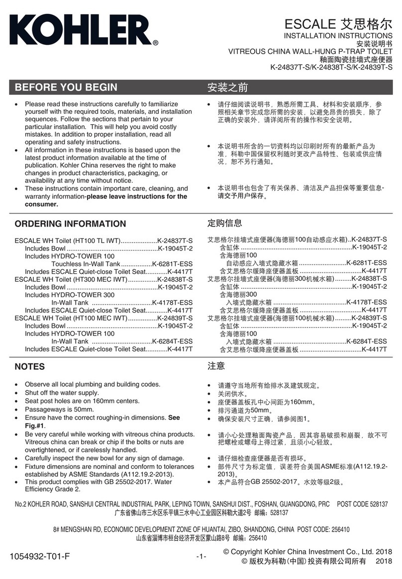 Kohler ESCALE K-24838T-S User manual