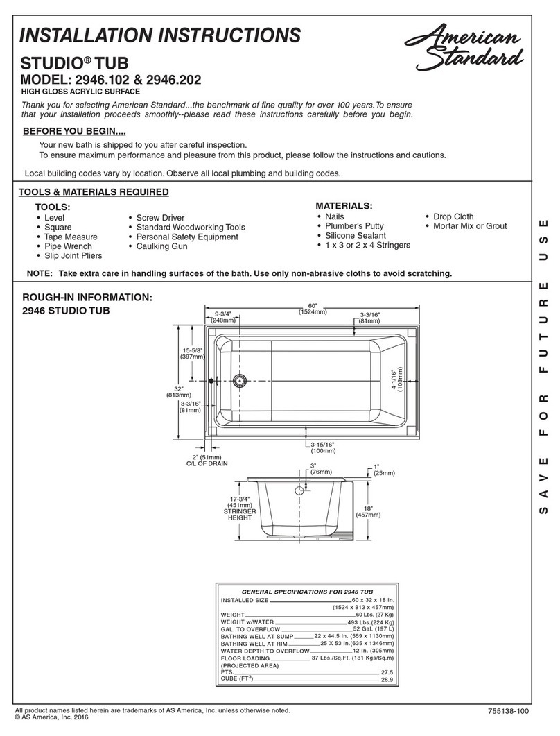 American Standard STUDIO 2946.102 installation instructions