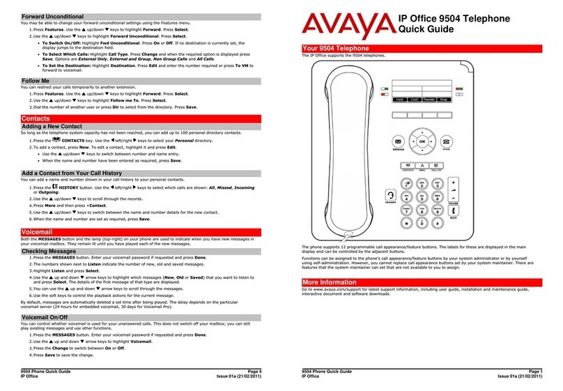 Avaya 9504 User manual