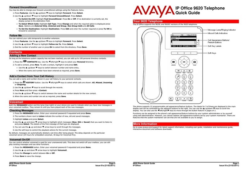 Avaya IP Office 9620 quick guide
