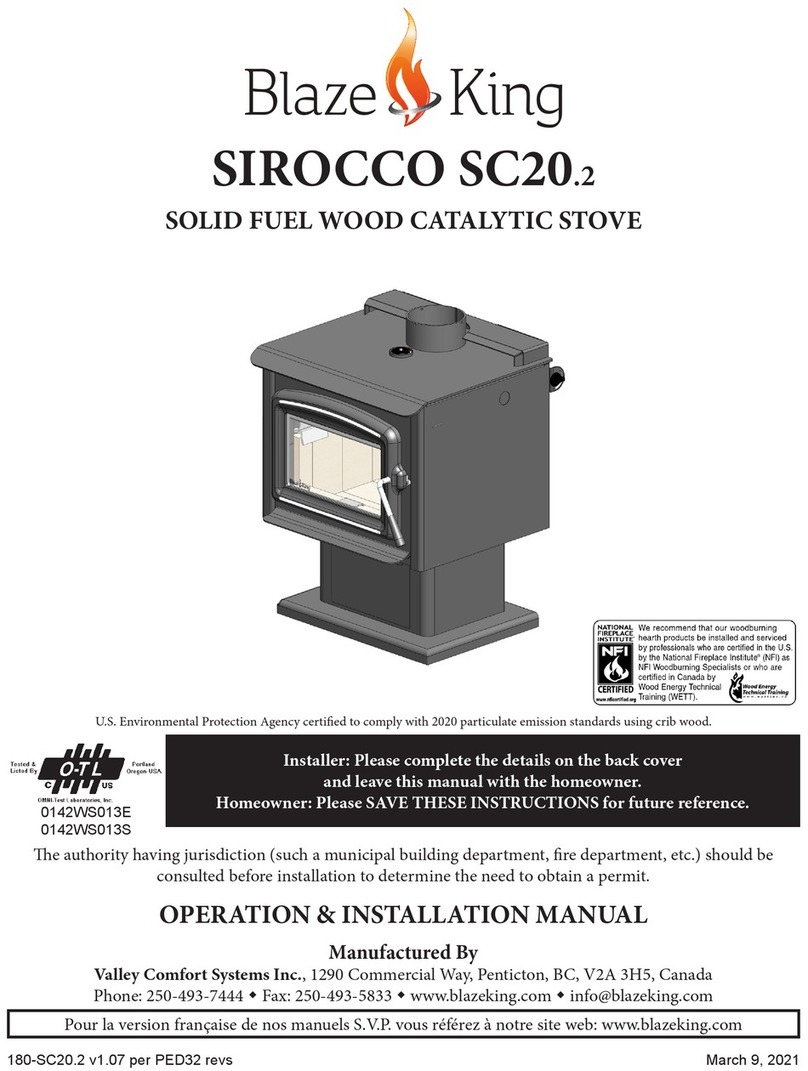 Blaze King SIROCCO SC20.2 Operation & installation manual