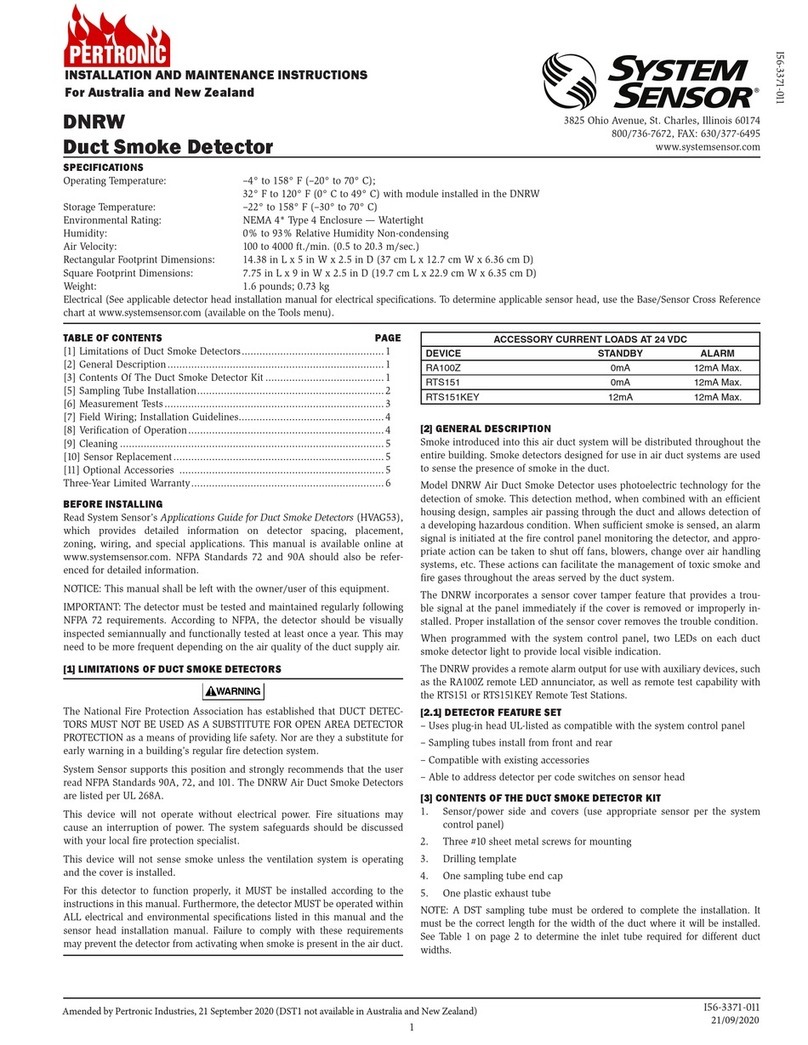 System Sensor PERTRONIC DNRW Installation and maintenance instructions