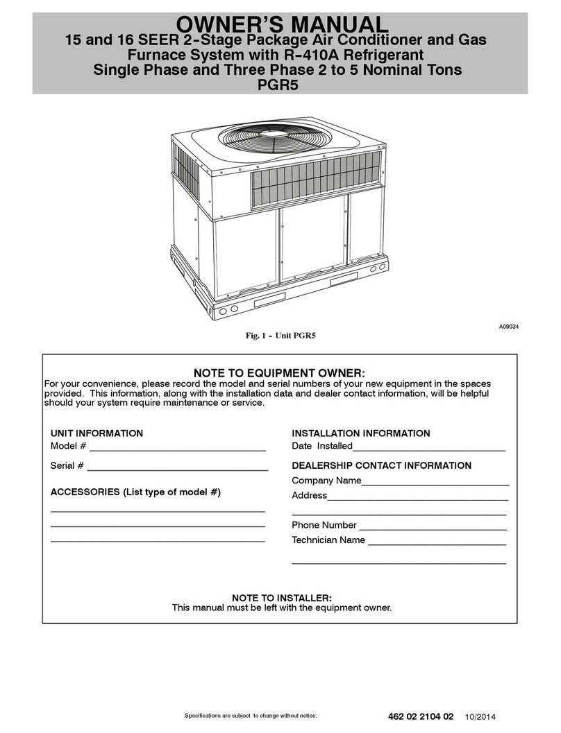 International comfort products PGR5 User manual
