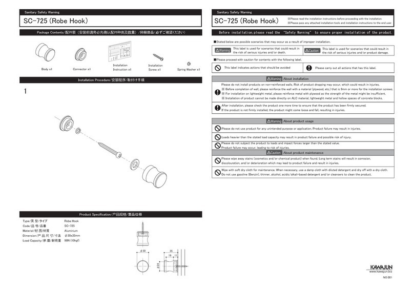KAWAJUN Robe Hook SC-725 quick start guide KAWAJUN Robe Hook SC-725 quick start guide