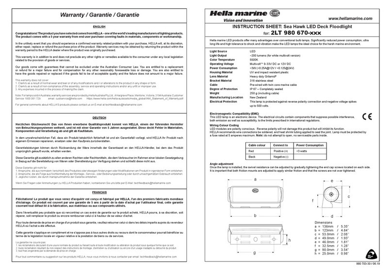 Hella marine Sea Hawk 2LT 980 670 Series User manual Hella marine Sea Hawk 2LT 980 670 Series User manual